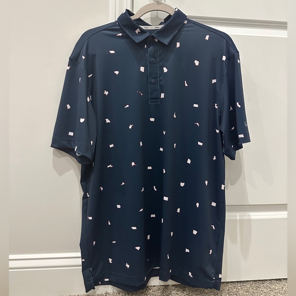 Walter Hagen Perfect 11 All 50 States Print Golf Polo Medium (Like New)